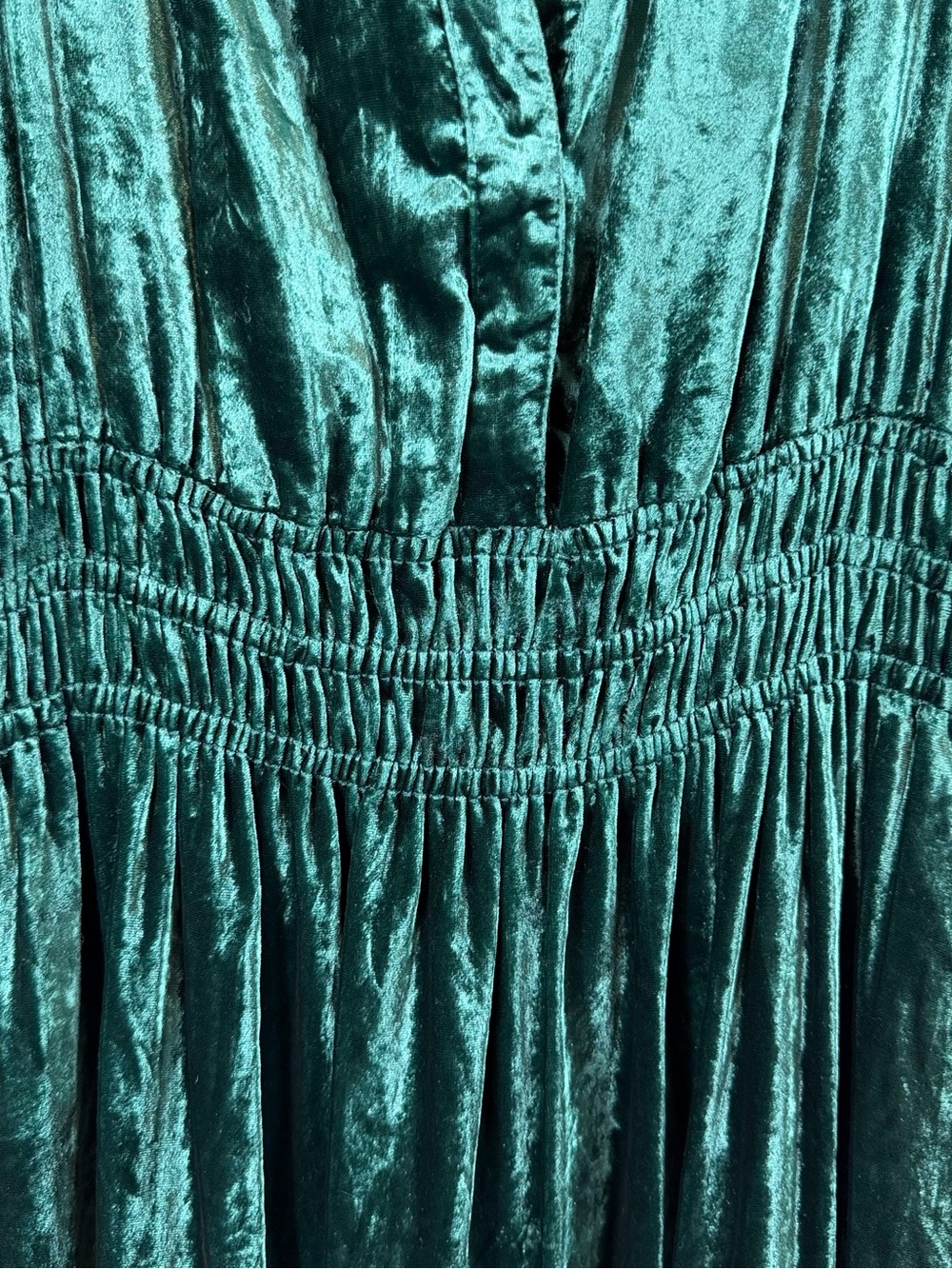 Anthropologie Somerset Velvet Emerald Green Velvet Tiered V-NeckMaxi Dress M - Picture 5 of 8